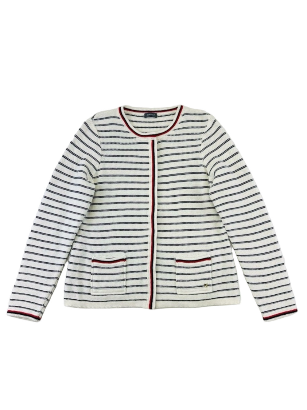 Basler cotton nautical cardigan Size 10 striped round neck